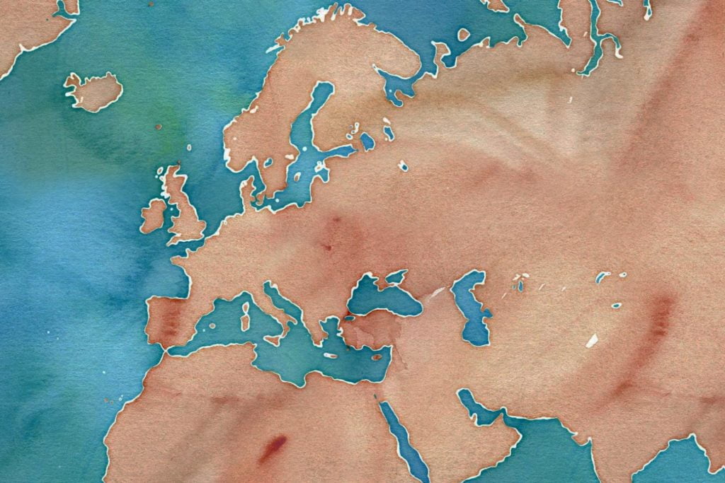 A watercolour map of Europe