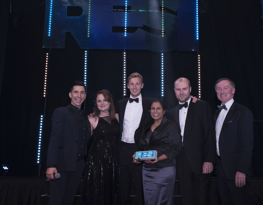The CapitalRise team winning the Resi award 2018, at the awards ceremony