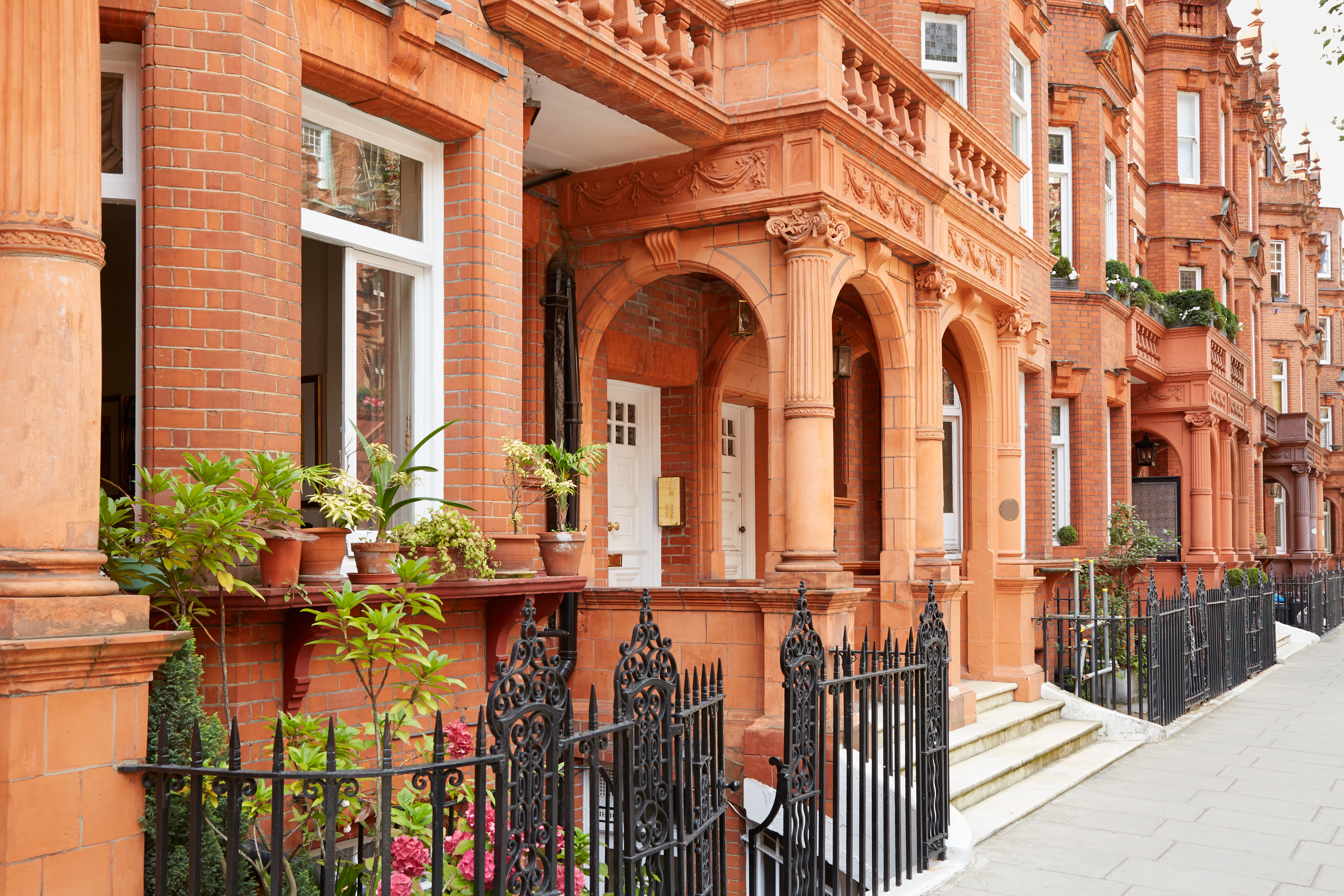 Row of red brick terraced houses